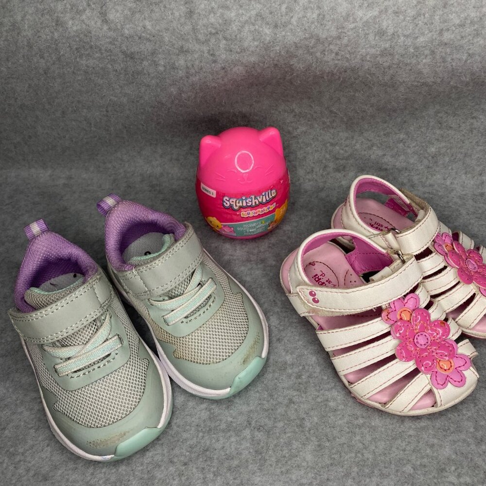 Girls Shoe Bundle Size 2  Sandals Surprise and Sneakers Athletic Works and Egg